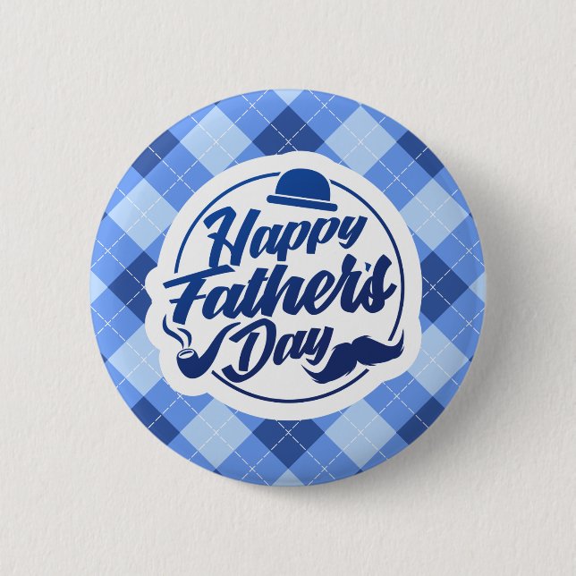 Simple Blue Happy Father's Day | Pin Button (Front)