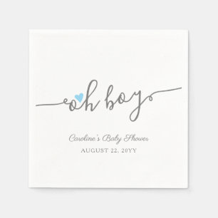 Simple Blue Heart Boy Baby Shower Napkin