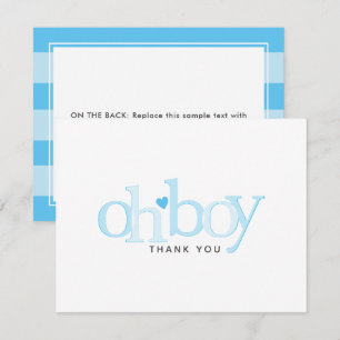 Simple Blue Heart Boy Baby Shower Thank You