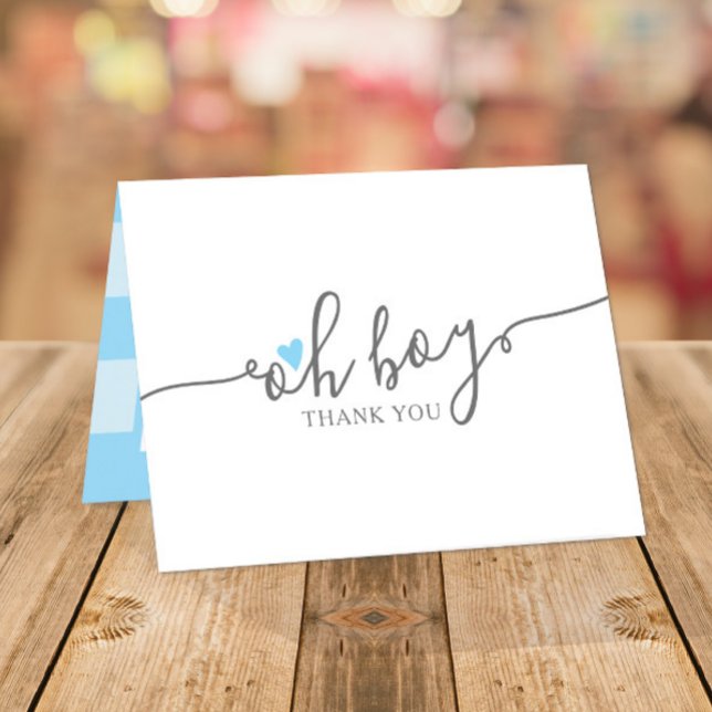 Simple Blue Heart Boy Baby Shower Thank You Card (Creator Uploaded)