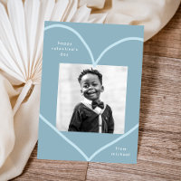 Simple Blue Heart Classroom Valentine's Day Card