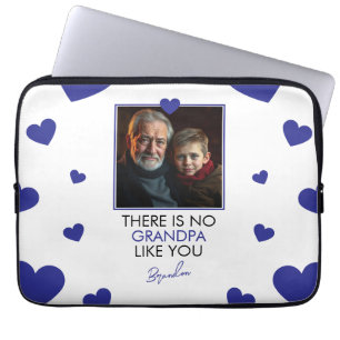 Simple Blue Heart Grandkid Grandparent Photo Laptop Sleeve