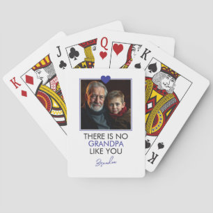 Simple Blue Heart Grandkid Grandparent Photo Playing Cards