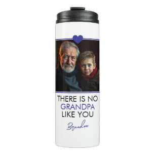 Simple Blue Heart Grandkid Grandparent Photo Thermal Tumbler