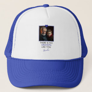 Simple Blue Heart Grandkid Grandparent Photo Trucker Hat