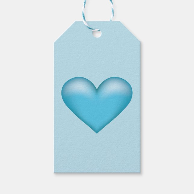 Simple Blue Heart Illustration Gift Tags (Front)