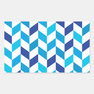 Simple Blue Herringbone Pattern Rectangular Sticker