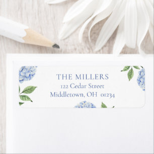 Simple Blue Hydrangea Personalised Return Address