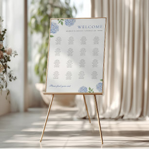 Simple Blue Hydrangea XL Seating Chart Poster
