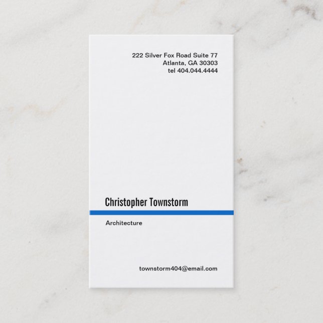 Simple Blue Line Vertical Business Card (Front)