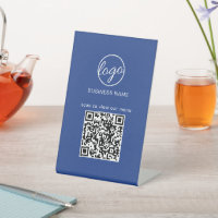 Simple Blue Logo QR Code Modern Business