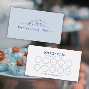 Simple Blue Made with Love Bakery Rewards Loyalty Business Card