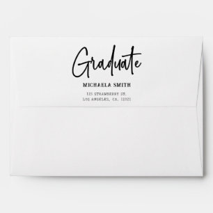 Simple Blue Math Return Address Graduation Envelope