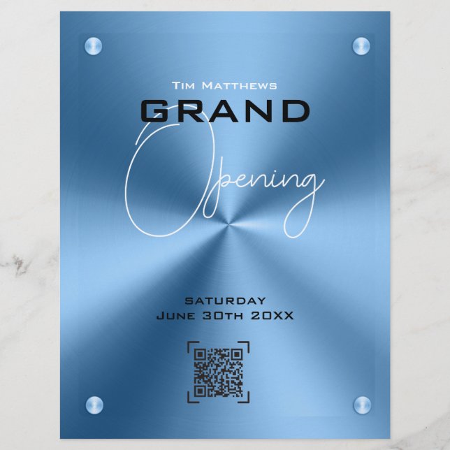 Simple Blue metallic modern Flyer (Front)