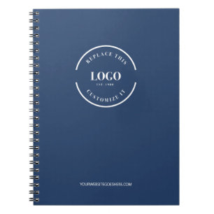 Simple blue Minimalist Custom Logo Branded Notebook