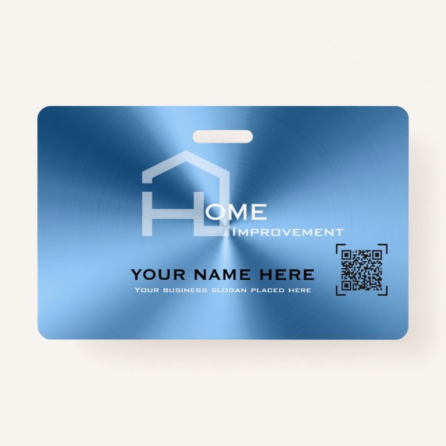 Simple blue minimalist modern business  ID badge (Front)