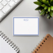 Simple Blue Minimalist Monogram Two Border