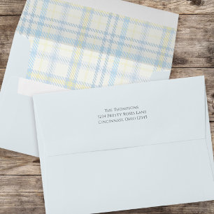 Simple Blue Minimalist Stripes Plaid Minimal  Envelope
