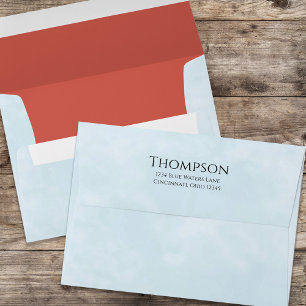 Simple Blue Minimalist Watercolor Red Plain Envelope