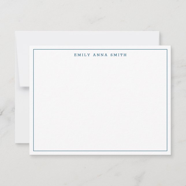 Simple Blue Modern Professional Border Note Card (Front)