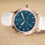 Simple Blue Monogram couple names  Watch<br><div class="desc">Personalized watch with the names of the bride and groom or the couple in love. This watch can be customized by changing the text with the name of the loved one or the wedding date. It can be an ideal gift for newlyweds or for silver or golden wedding anniversaries. Monogram...</div>