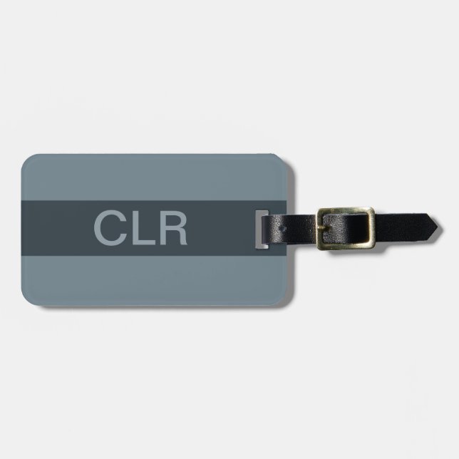 Simple Blue Monogram Initials Luggage Tag (Front Horizontal)