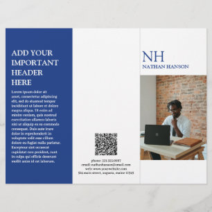 Simple Blue Monogram Modern Brochure