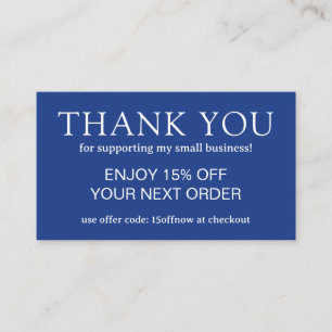 Simple Blue Monogram Modern Discount Card