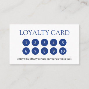 Simple Blue Monogram Modern Loyalty Card