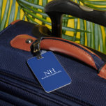 Simple Blue Monogram Modern Luggage Tag<br><div class="desc">Modern luggage tag featuring a simple and minimal blue design with your monogram in a bold font along with your name on the front.  The back has your contact info.</div>