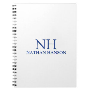 Simple Blue Monogram Modern Notebook
