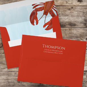 Simple Blue Ocean Red Lobster Return Address Envelope