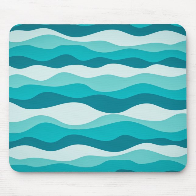 Simple Blue Ocean Waves Abstract Pattern | Mouse Mat (Front)