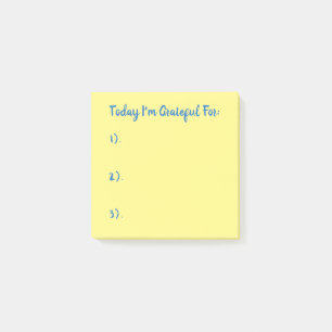 Simple Blue On Yellow Gratitude Post-it Notes