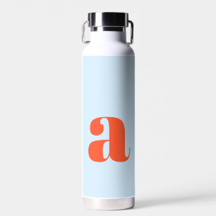 Simple Blue Orange Bold Retro Monogram Initial Water Bottle