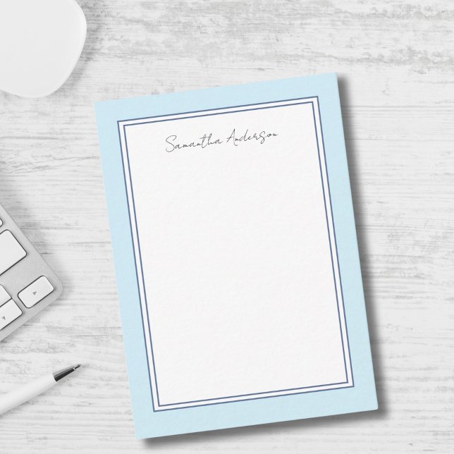 Simple Blue Personalised Flat Note Card (Creator Uploaded)