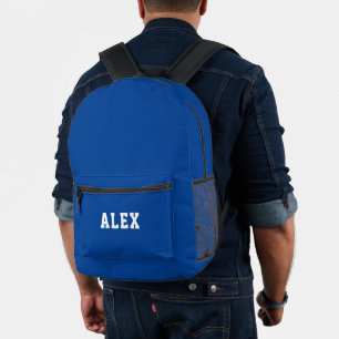 Simple Blue Personalised Printed Backpack