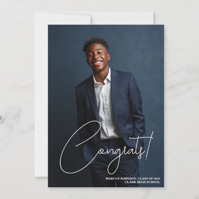 Simple Blue Photo 2026 Graduation Announcement (Front)