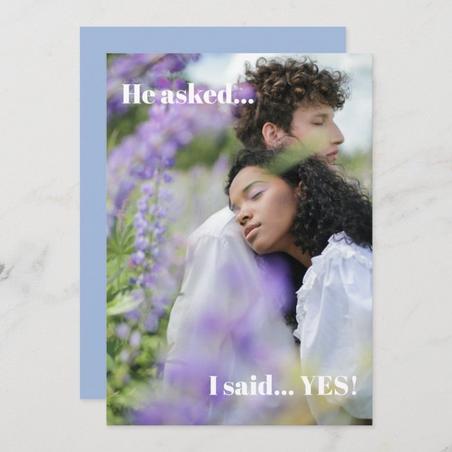 Simple Blue Photo Engagement Party Invitation (Front/Back)