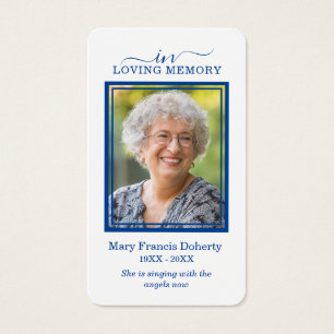 Simple Blue Photo Sympathy Funeral Prayer Card