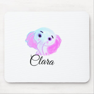 Simple blue pink baby elephant watercolor add name mouse mat