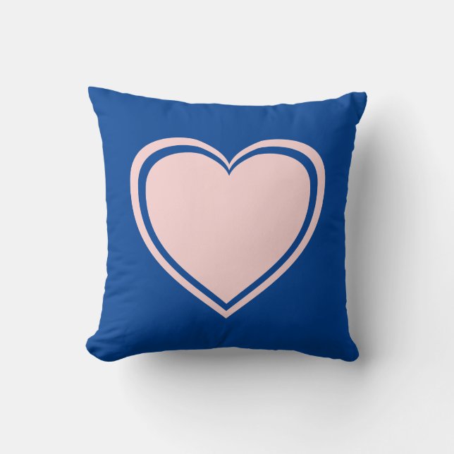 Simple Blue Pink Heart Valentine`s Day Cushion (Front)