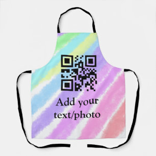 Simple blue pink watercolor add your text name q r apron