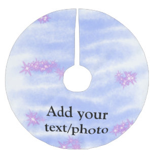 Simple blue pink watercolor add your text name th brushed polyester tree skirt
