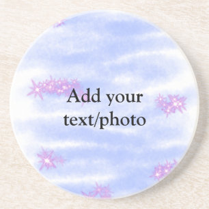 Simple blue pink watercolor add your text name th coaster