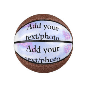 Simple blue pink watercolor add your text name th mini basketball