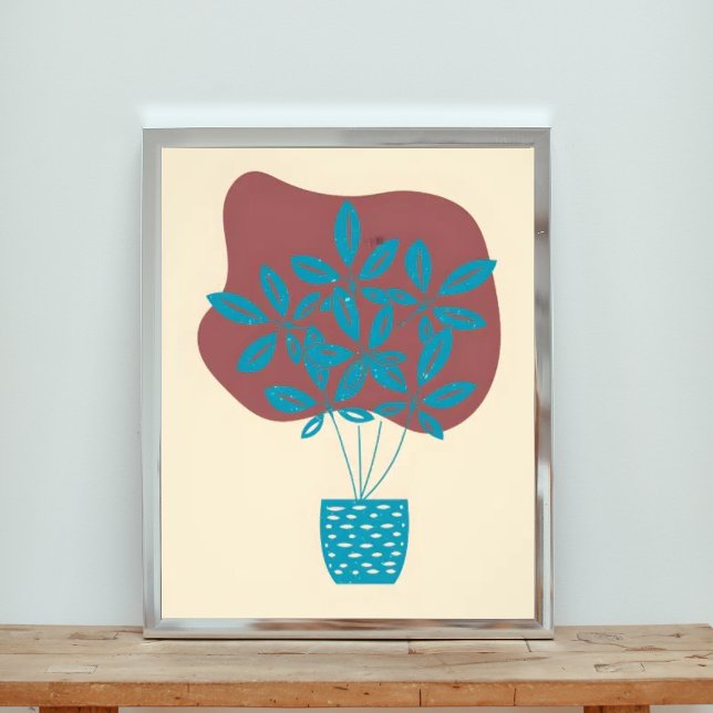 Simple Blue Plant in Red Pot Photo Print (Creator Uploaded)
