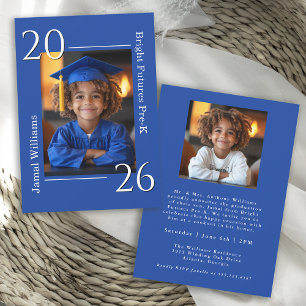 Simple Blue Pre-K 2-Photo Graduation Celebration Announcement
