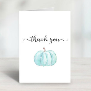 Simple Blue Pumpkin Baby Boy Shower Thank You Card