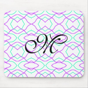Simple blue purple watercolor lines wavy add name mouse mat